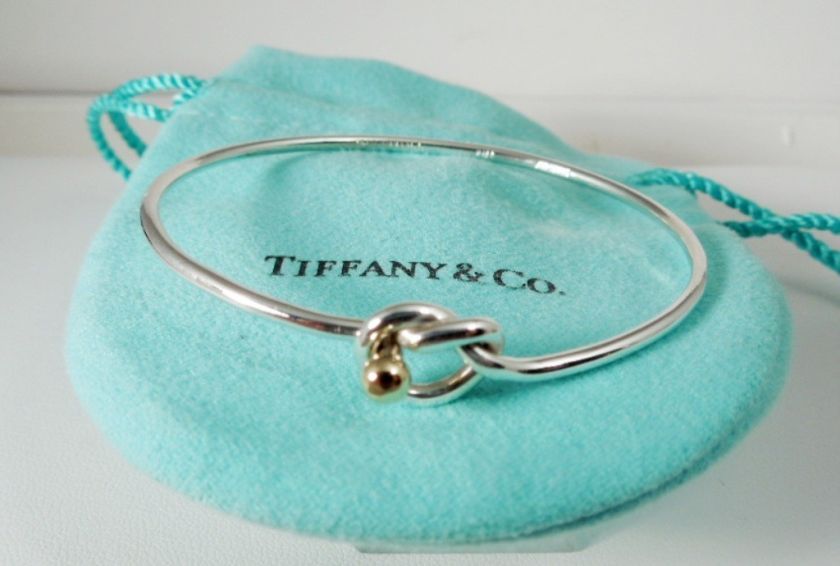 TIFFANY & CO Sterling 18K YG LOVE KNOT Bangle Bracelet Vintage 
