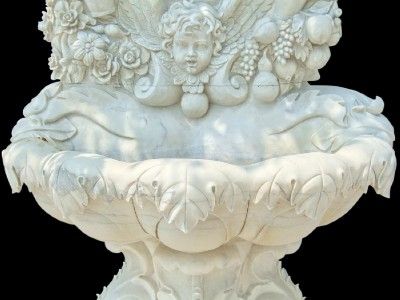 GREAT CARVED CHERUB MARBLE HUNAN WHITE WALL FOUNTAIN  