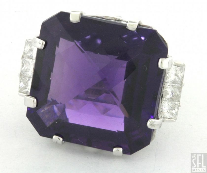   14K WG 41.20CTW VS DIAMOND/CUSHION CUT AMETHYST COCKTAIL RING  