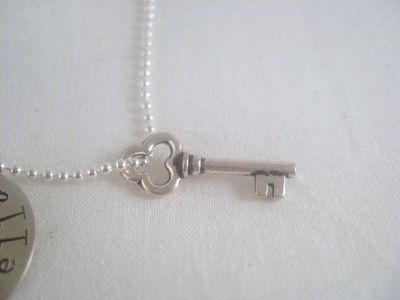 Custom Personalized Key Heart Necklace Silver Mom  