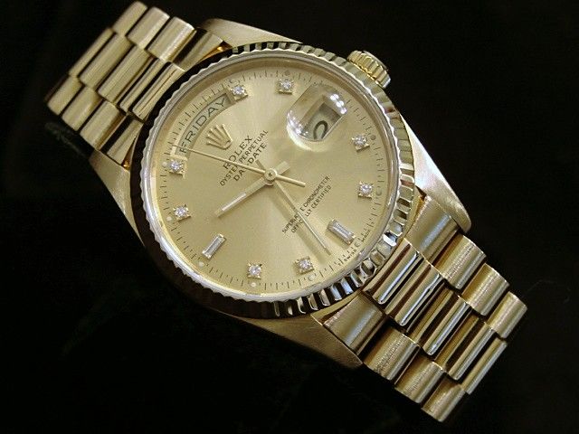 MENS ROLEX 18K GOLD DAY DATE PRESIDENT QUICKSET DIAMOND  