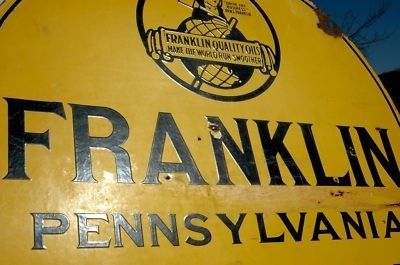 VINTAGE 20s FRANKLIN MOTOR OIL COMPANY 2 SIDED PORCELAIN SIGN W/ BEN 