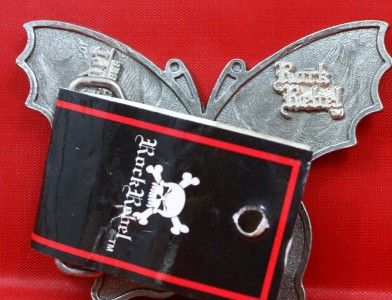 New ROCK REBEL Gun Metal Gray Butterfly Belt Buckle  