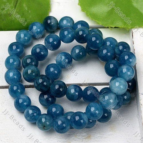 8mm DARK BLUE JADE GEMSTONE ROUND LOOSE BEADS 16L  