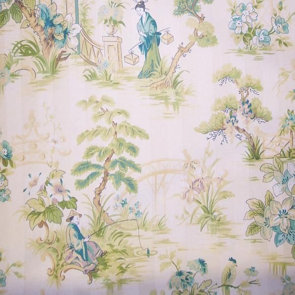 Richloom Kasuri Aqua Toile Cotton fabric by the yard  