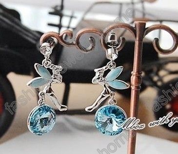 Hot Silver Plated Sky Blue Amethyst Angel Earrings  