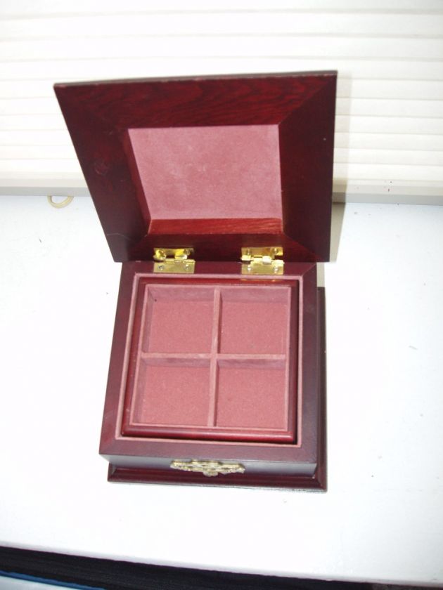 Very Pretty Small Wooden Jewelry Box Brass Hardware  