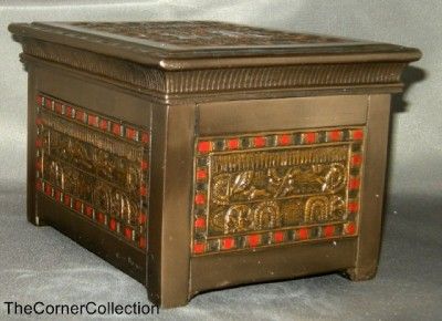 EGYPTIAN BRONZE FINISH TRINKET JEWELRY BOX  