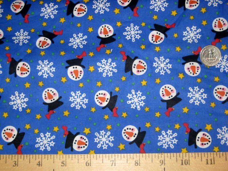   SNOWFLAKES BLUE FABRIC CHRISTMAS ♥ OOP ~ VINTAGE♥ FAT QUARTER FQ