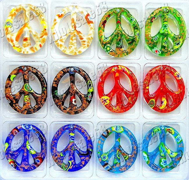 wholesale lots 12pcs murano glass peace pendants FREE  