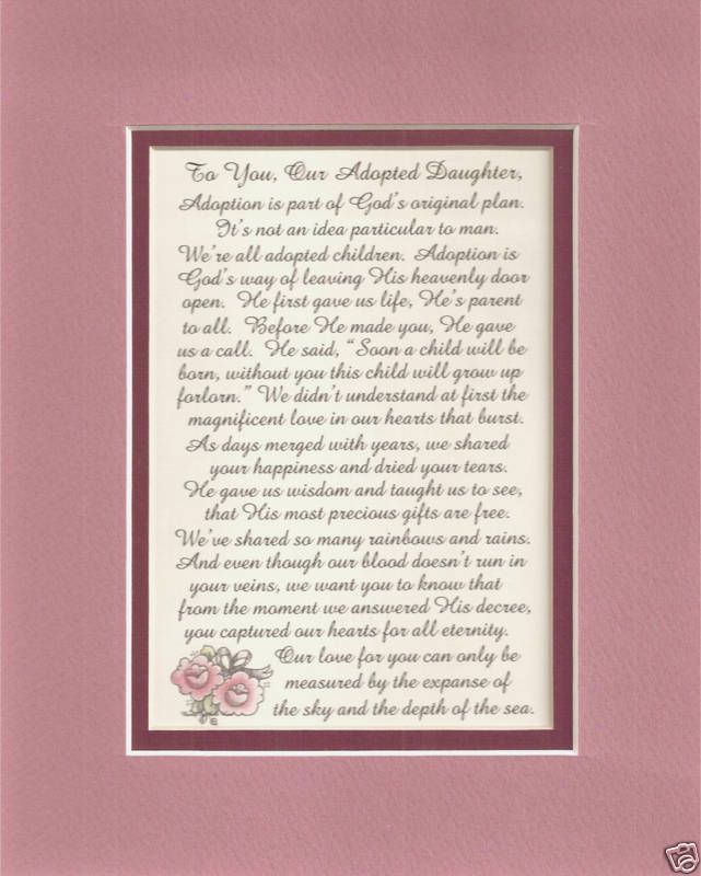   Adopted DAUGHTERs God Heaven LOVE Cherish GIFT verses poems plaques