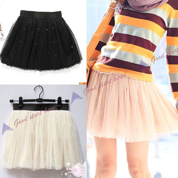 Fashion Koren Women Girl Pearl Lace Mini Princess Skirt Cute  