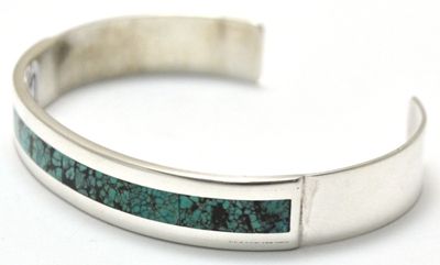 Zuni Turquoise Sterling Silver Bracelet   Alvin Banteah  