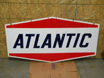 NICE Atlantic Gasoline Motor Oils DBL Sided Porcelain Station Sign 