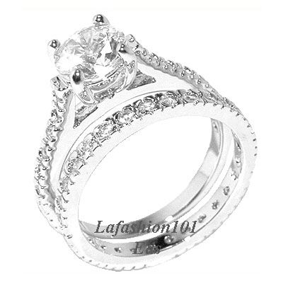 Womens CZ Brilliant Wedding/Engagement RINGS SET sz 7  