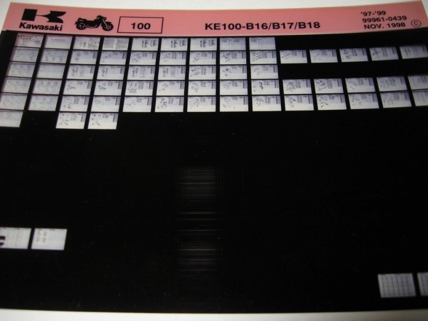   KE100 Parts List Manual Catalog Microfiche, Dual Purpose KE 100  