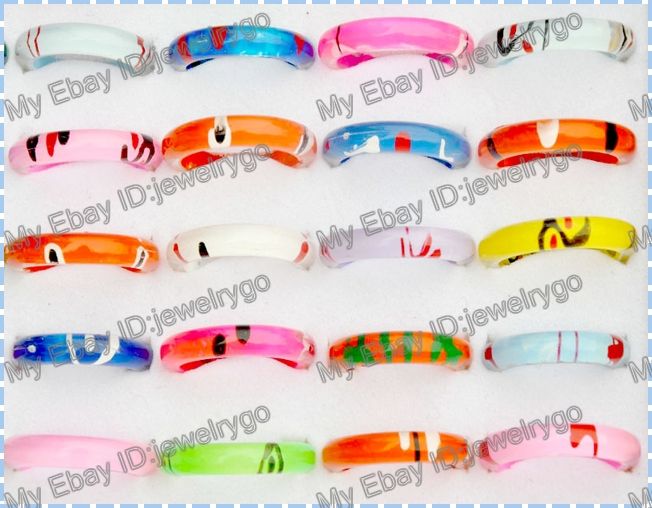 pick Wholesale 20pcs Cute shining Style handmade lucite resin Rings 