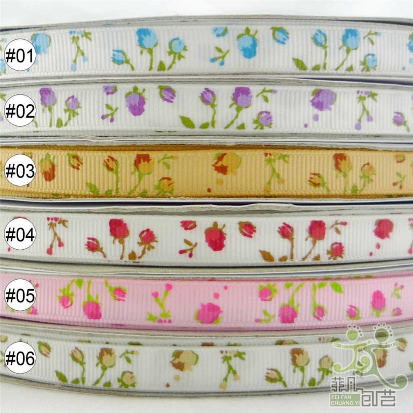 9mm mixed colors elegant Rose Grosgrain RIBBON 5 yard  