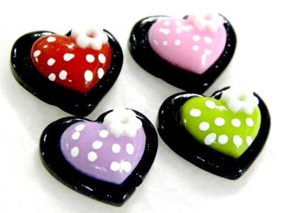 40PCS SWISS DOT HEART EDGE FLATBACK CARD MAKING B1311  