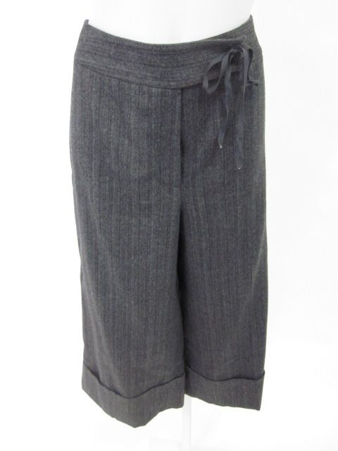 DESIGNER Dark Gray Tie Front Slacks Pants Trousers Sz L  