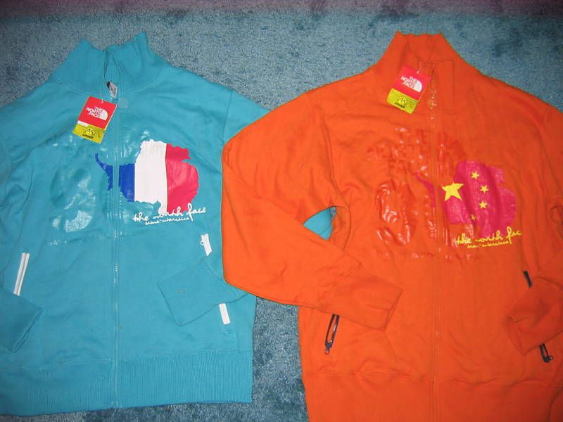 NEW NORTHFACE BLUE OR ORANGE LOGO ZIPUP SWEATSHIRT,M  