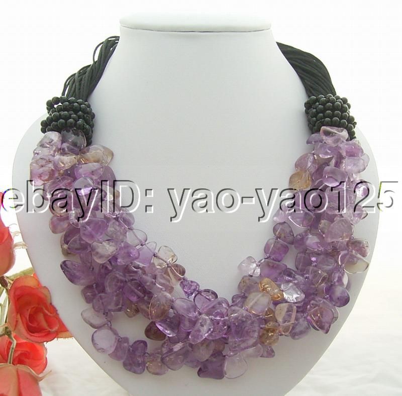 Beautiful Natural Ametrine&Onyx Necklace  