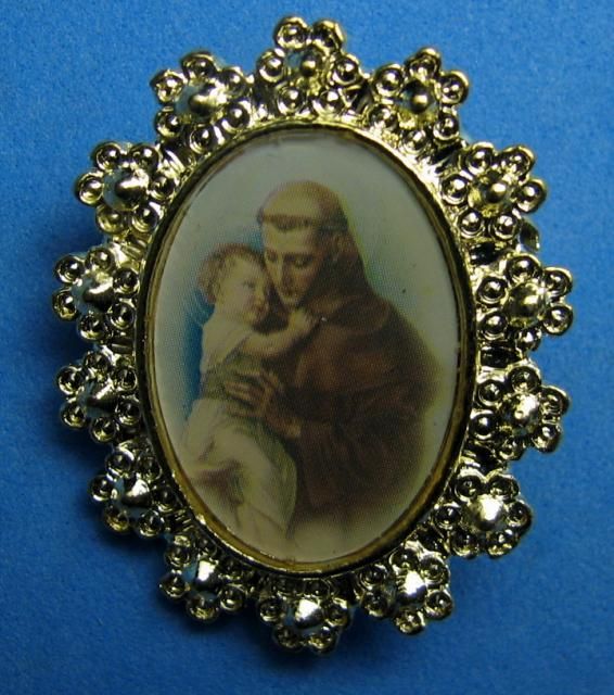Lovely New Full Color Pictorial St. Anthony Pin  