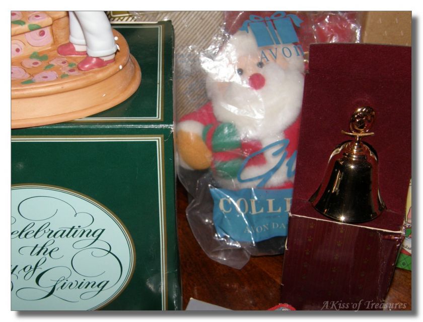   Avon Christmas Figurines, Cologne Bottles, Basket, Wicker Bell,  