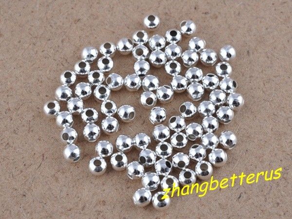 500 Pcs Silver Plated Round Spacer Loose Beads Charms Findings 4mm 