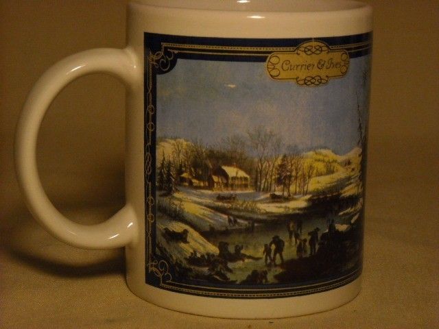 BLUE CURRIER AND IVES MUG  