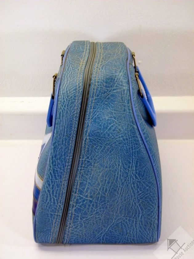   Retro Blue Leather Brunswick Don Carter One Ball Bowling Bag  