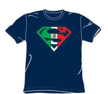 SUPERMAN Logo MEXICAN Flag Adults COTTON T SHIRT New  