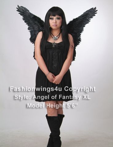 Black costume feather angel wings goth nymph butterfly macaw dark 