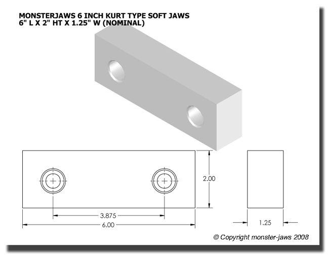 10 PAIR SET 6 X 2 X 1.25 ALUMINUM 6 SOFT JAWS VISE  