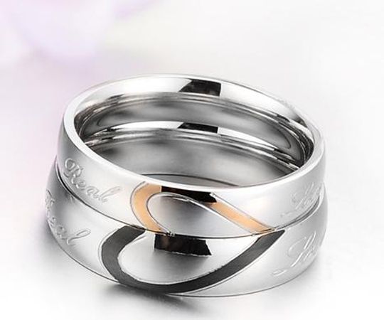   Matching Titanium Steel Promise Ring Couple Wedding Bands Many Sizes