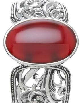 Barse Carved Collection Carnelian Silver Cuff bracelet  