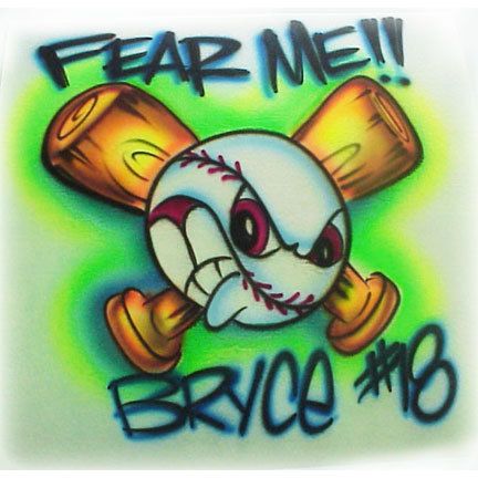 Airbrush FEAR ME baseball bats shirt any name custom  