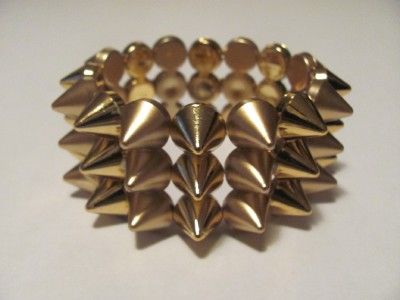   Wives Inspired Spike Stretch Poparazzi Bracelet Cuff Gold Tone  