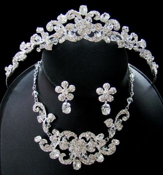 Unique Couture Bridal Tiara, earring, Necklace Set*  