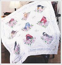 Bucilla Stamped Cross Stitch Songbirds Lap Quilt  