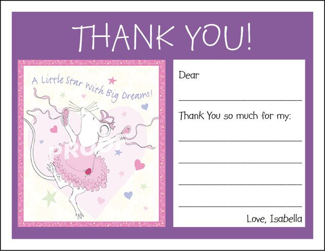 Setof10 Angelina Ballerina Personalized Thank You notes  