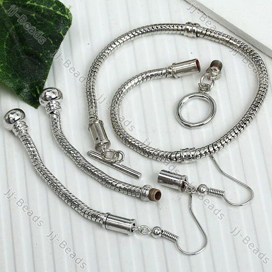 1Set OT Toggle Clasp Snake Chain Bracelet Hook Earring  