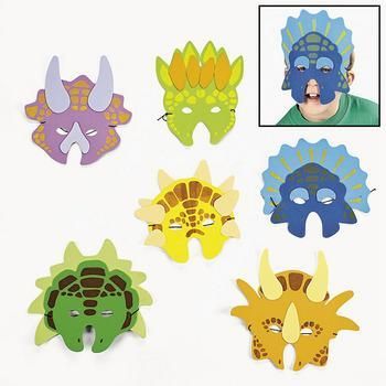 12 Foam DINOSAUR Theme MASKS Dozen Kids Costume Party Favors Dress Up 