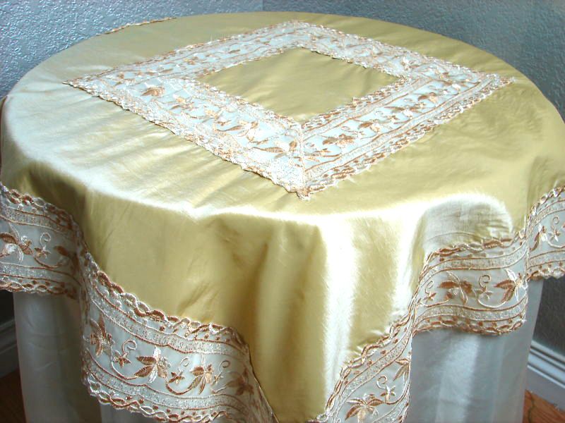 ivory gold table topper table cloth table cover  