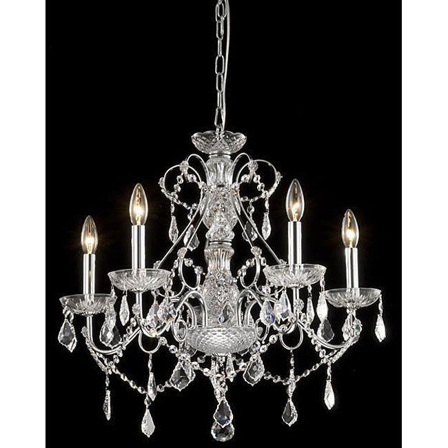   ~LT REFLECTIVE CRYSTAL COLUMN~BEADS~DROPLETS CHROME CHANDELIER  