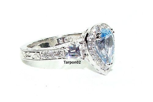 Tacori Diamonique Epiphany Blue Pear 2.30ct.  Ring 8 NEW  