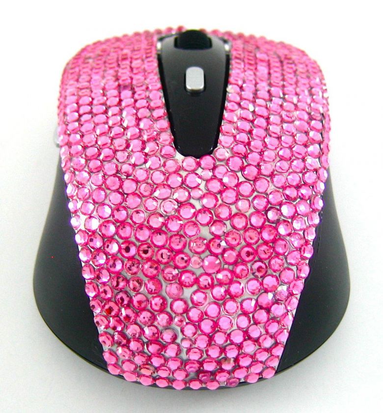 Wireless Pink Crystal USB Optical Computer Mouse  