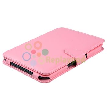 Accessory Pink Leather Case Cover Bundle For Kindle 3  