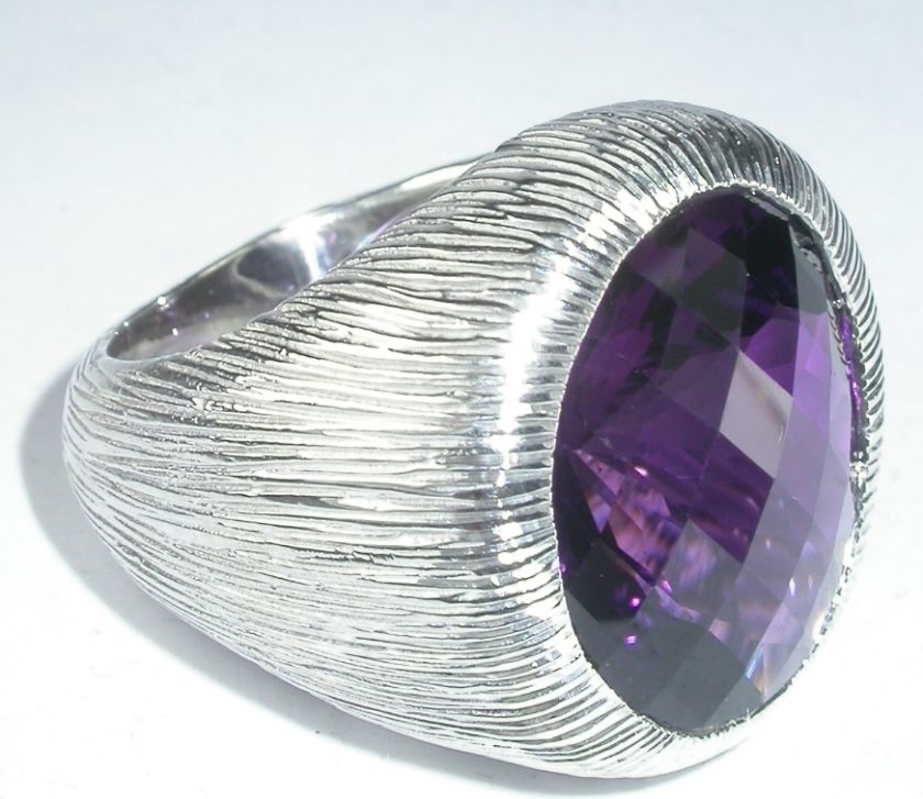 925 STERLING SILVER MANS RING W.OVAL CUT AMETHYST  