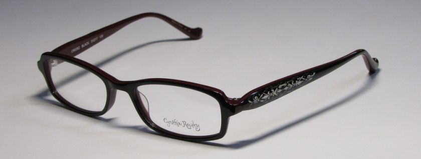 NEW CYNTHIA ROWLEY 352 51 17 135 SILVER PATTERN BLACK EYEGLASSES 